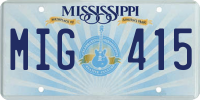 MS license plate MIG415