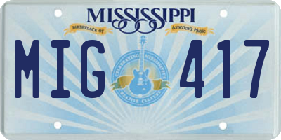 MS license plate MIG417