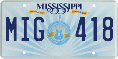 MS license plate MIG418
