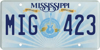 MS license plate MIG423