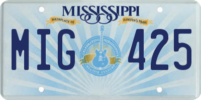 MS license plate MIG425