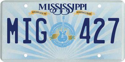 MS license plate MIG427