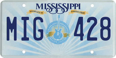 MS license plate MIG428