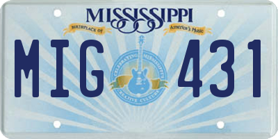 MS license plate MIG431