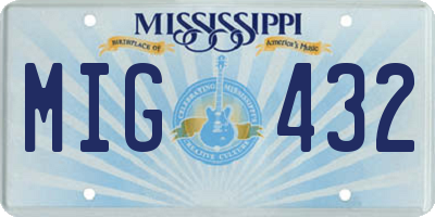 MS license plate MIG432