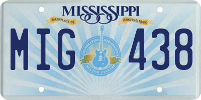 MS license plate MIG438