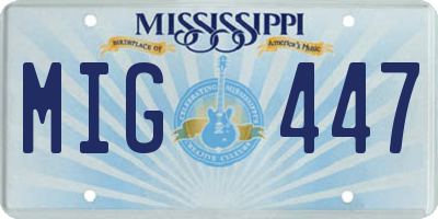 MS license plate MIG447