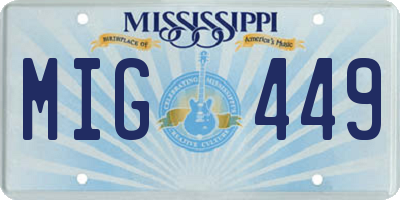 MS license plate MIG449