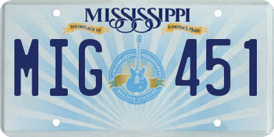 MS license plate MIG451