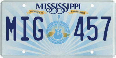 MS license plate MIG457