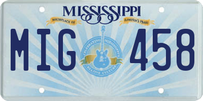 MS license plate MIG458