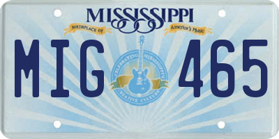 MS license plate MIG465