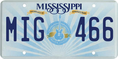 MS license plate MIG466