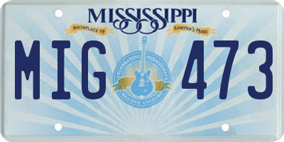 MS license plate MIG473