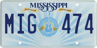 MS license plate MIG474