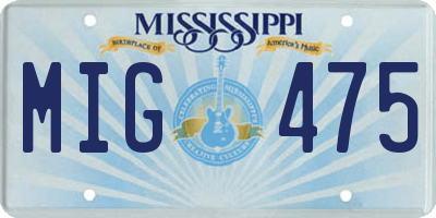 MS license plate MIG475