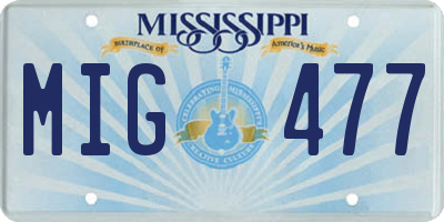 MS license plate MIG477