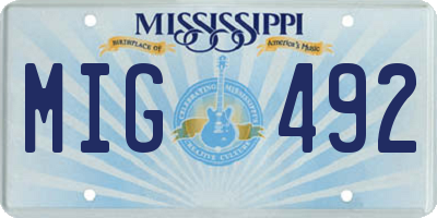 MS license plate MIG492