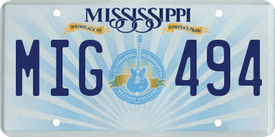 MS license plate MIG494