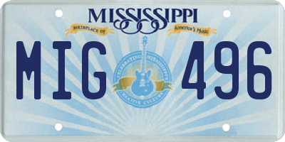 MS license plate MIG496