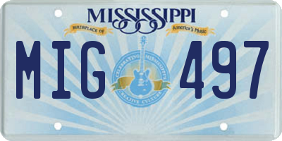 MS license plate MIG497