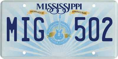 MS license plate MIG502