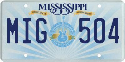 MS license plate MIG504