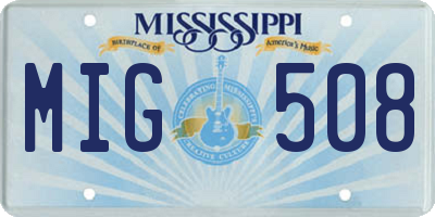 MS license plate MIG508