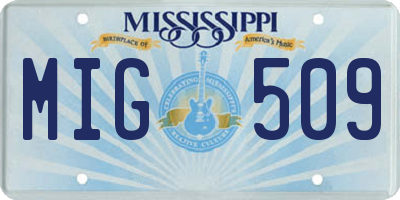 MS license plate MIG509
