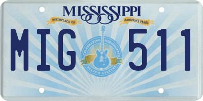 MS license plate MIG511
