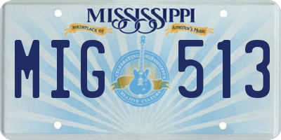 MS license plate MIG513