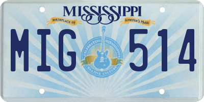MS license plate MIG514