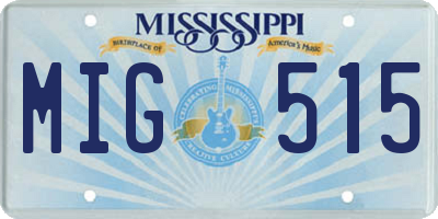 MS license plate MIG515