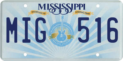 MS license plate MIG516