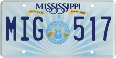 MS license plate MIG517