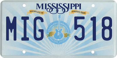 MS license plate MIG518
