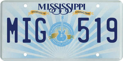 MS license plate MIG519