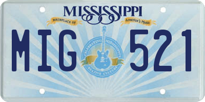 MS license plate MIG521