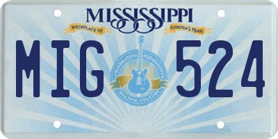 MS license plate MIG524