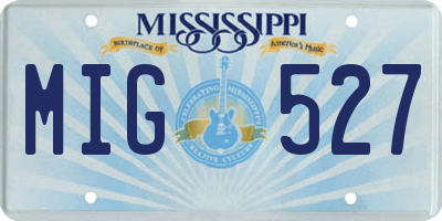 MS license plate MIG527