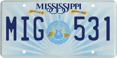 MS license plate MIG531
