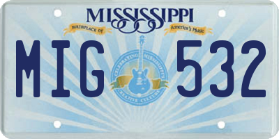 MS license plate MIG532