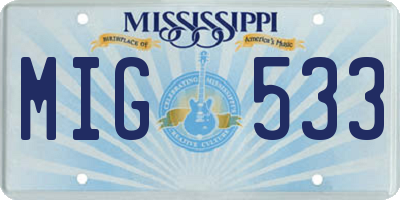 MS license plate MIG533