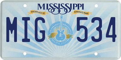 MS license plate MIG534