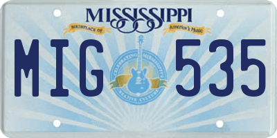MS license plate MIG535