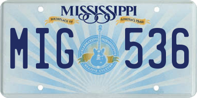 MS license plate MIG536