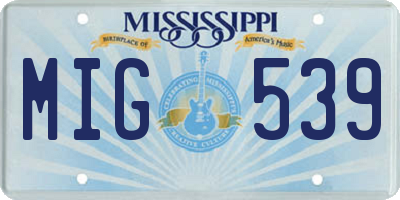 MS license plate MIG539
