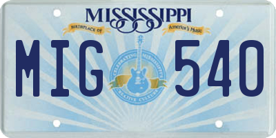 MS license plate MIG540