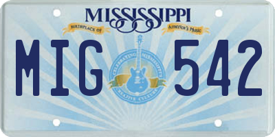 MS license plate MIG542