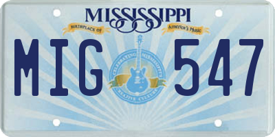 MS license plate MIG547